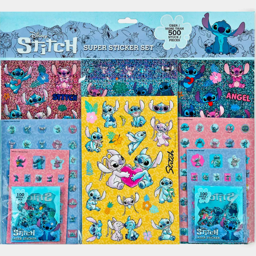 Conjunto 500 autocolantes Stitch