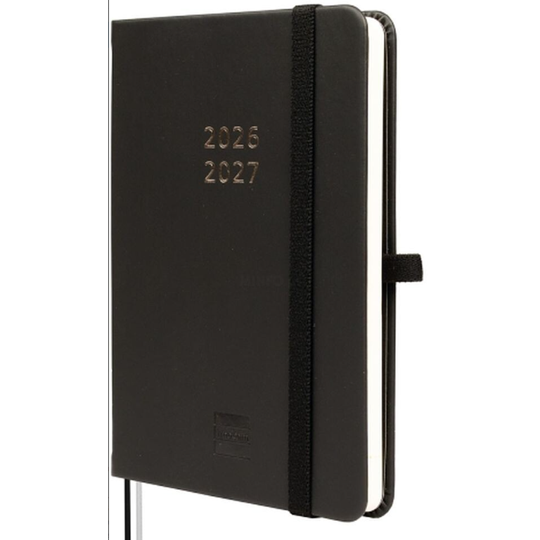 Agenda semanal 100x150mm 2026/27 18 meses Finocam Preta