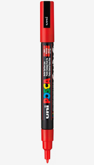 Marcador uni posca 3M Vermelho 15