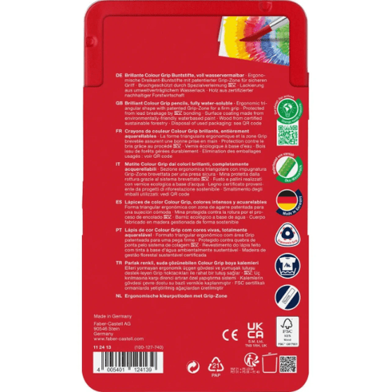 Lapis de cor Grip faber-castell Grip cx 12 - caixa metalica