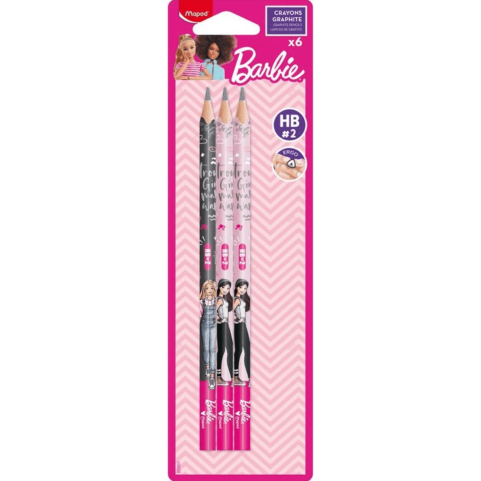 Lapis maped Barbie grafite HB2 com 6 unidades