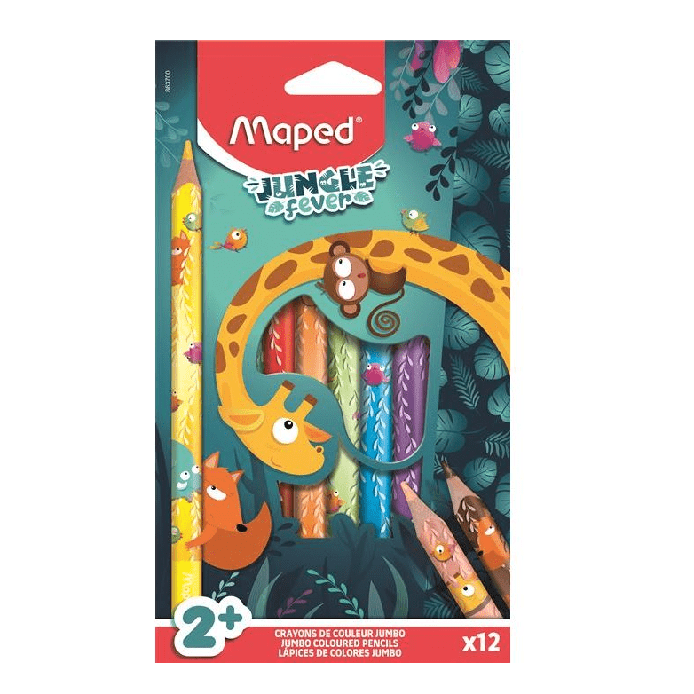 Lápis de Cor Maped Jungle Fever Jumbo 12 Unidades