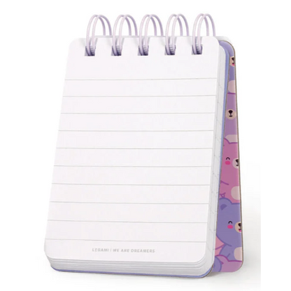 Caderno pautado com capa dura ilustrada - Ursinho de peluche - Bloco de notas - Encadernação em espiral