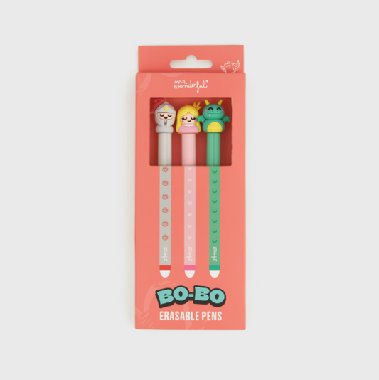 Conjunto de 3 Canetas Apagáveis Bo-Bo - Para Escrever Histórias Memoráveis Mr. Wonderful