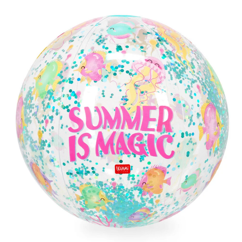 Bola de Praia Insuflável "O Verão é Mágico" - Bola de Praia com Glitter - Legami
