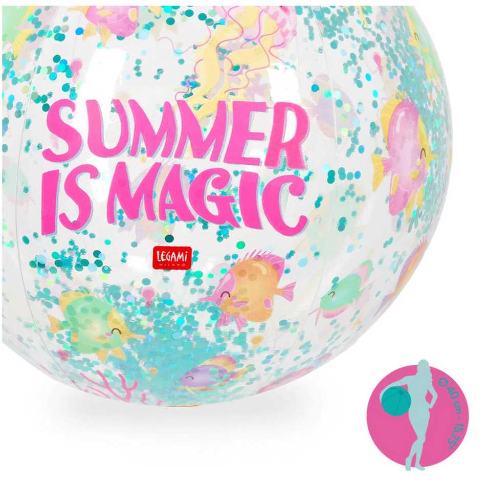 Bola de Praia Insuflável "O Verão é Mágico" - Bola de Praia com Glitter - Legami