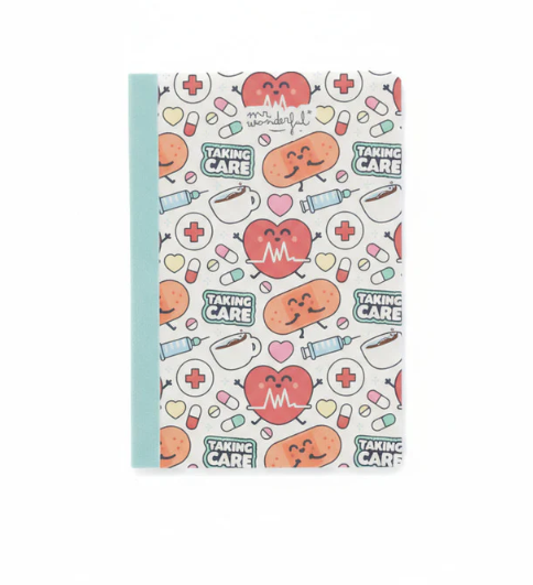 Caderno A6 Cuidar - Saude Quadriculado Mr. Wonderful