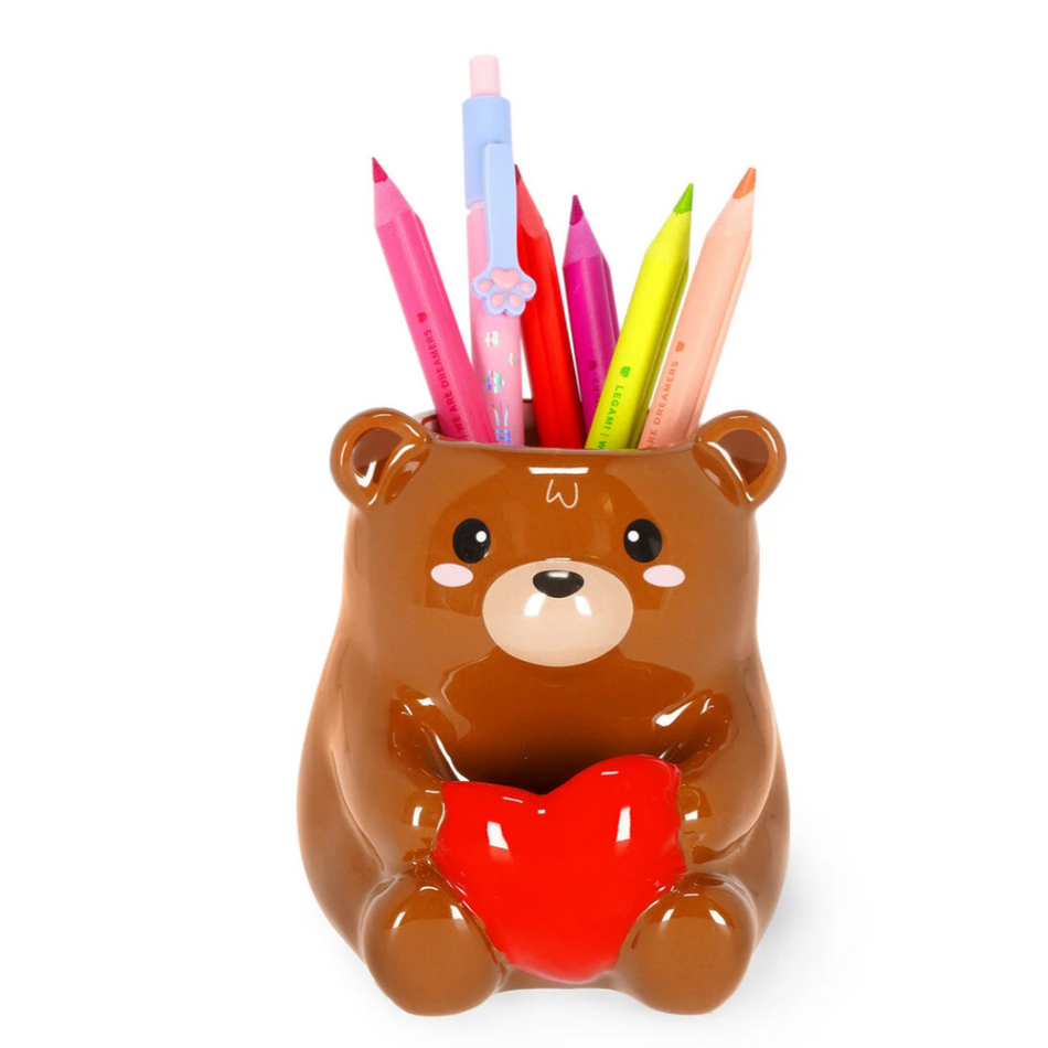 Porta-canetas em cerâmica - Ursinho de peluche - Acessórios de mesa - Legami