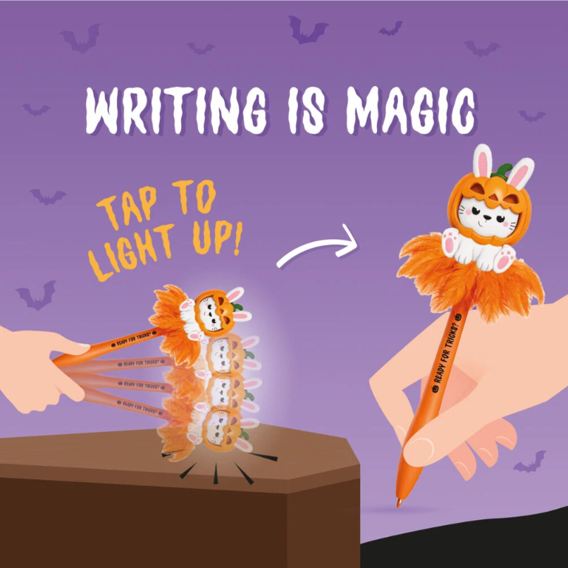 Esferográfica Iluminada Coelho Abóbora Halloween Legami
