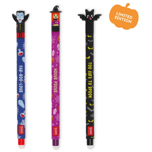 Conjunto 3 canetas apagáveis Halloween Legami
