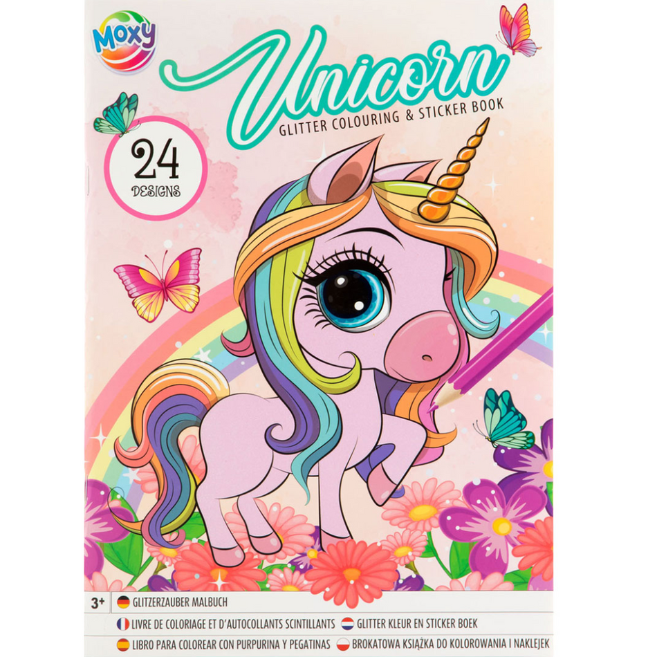 Livro para colorir glitter A4 unicórnio