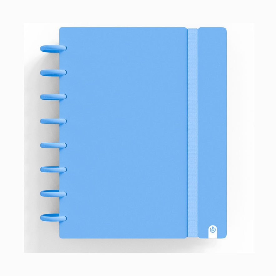 Caderno Ingeniox A5 Pautado 80fl 100g Foam C/Elastico Azul Pastel