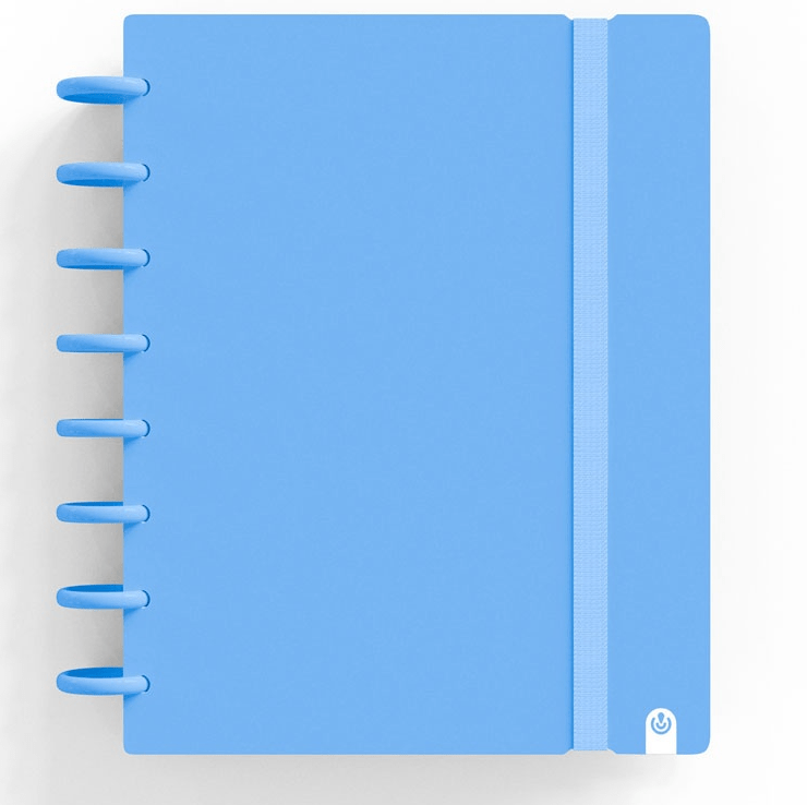 Caderno Ingeniox A5 Pautado 80fl 100g Foam C/Elastico Azul Pastel