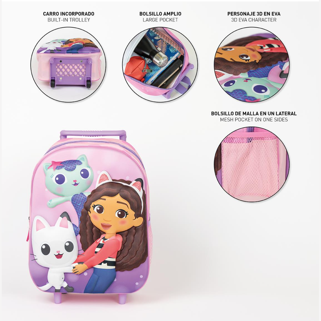 Mochila trolley 3D Gabby Dollhouse - Papelaria Encantada