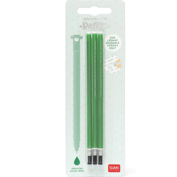 Conjunto de 3 recargas Verde para canetas apagáveis