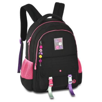 Conjunto Mochila + Lancheira + Estojo Preto Luluca