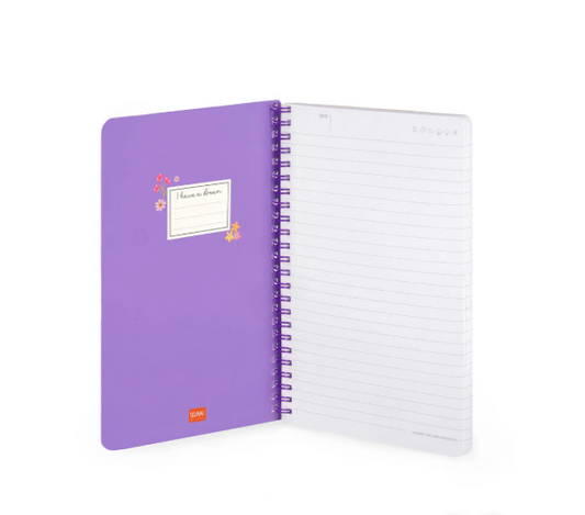 Caderno A5 com capa dura ilustrada - Flores - Bloco de notas - Encadernação em espiral legami