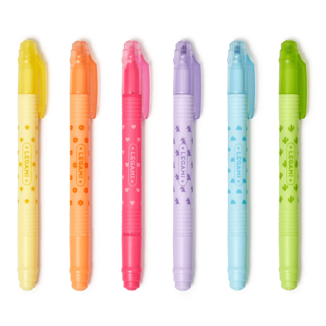 Conjunto de 6 sublinhadores apagáveis - Papelaria Encantada