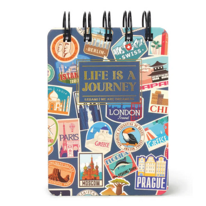Caderno pautado com capa dura ilustrada - Autocolantes de viagem - Bloco de notas - Encadernação em espiral