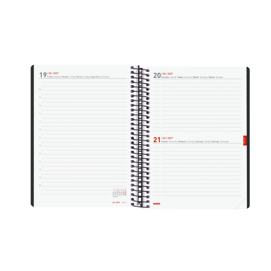 Agenda diária A5 2026/27 16 meses espiral finocam bordeaux
