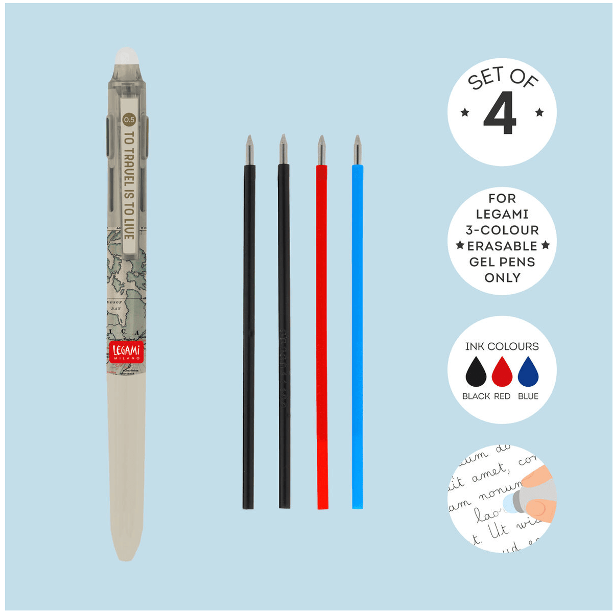 Recargas Canetas legami 3 cores - Papelaria Encantada