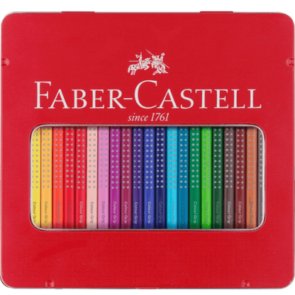 Lapis de cor Grip Faber-castell cx de 24 caixa metálica + Oferta Pincel de Agua