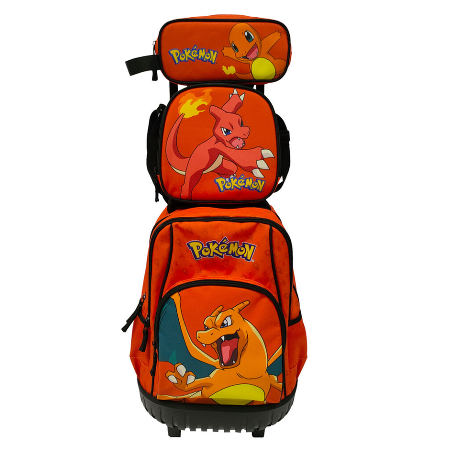 Conjunto Escolar Trolley+Lancheira+Estojo Pokemon premium