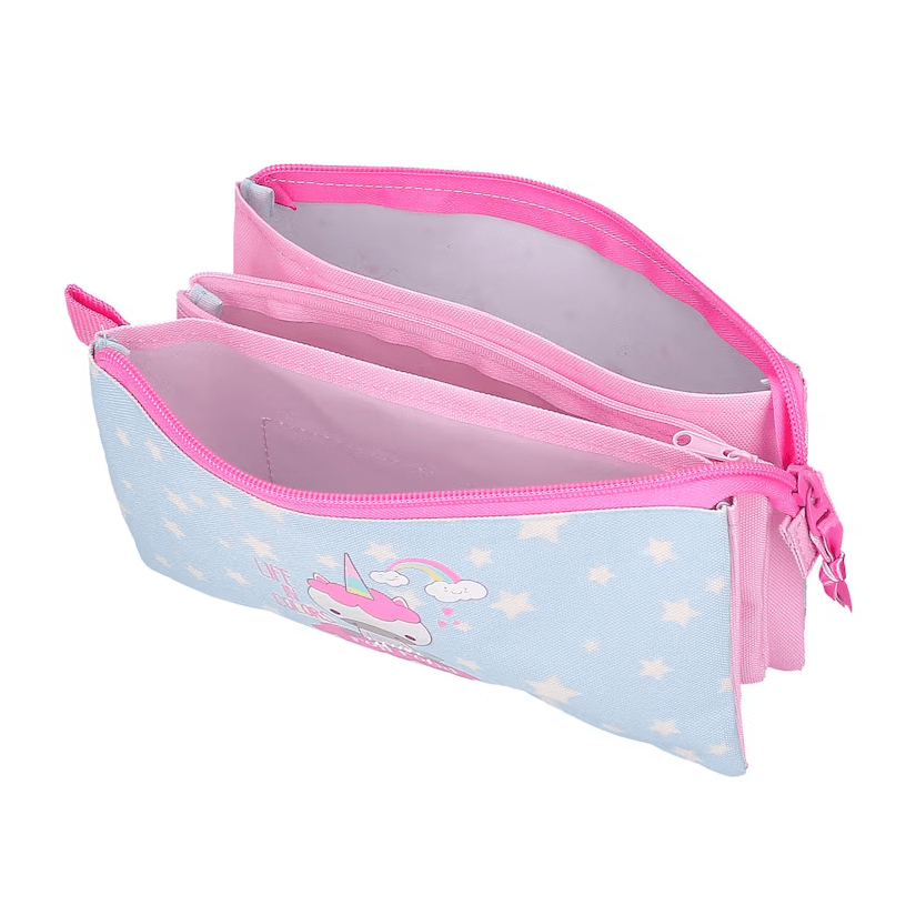 Estojo porta lápis triplo unicórnio - Papelaria Encantada