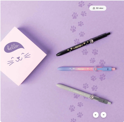 Esferográfica com tema de gatinho - tinta preta - Meow Legami