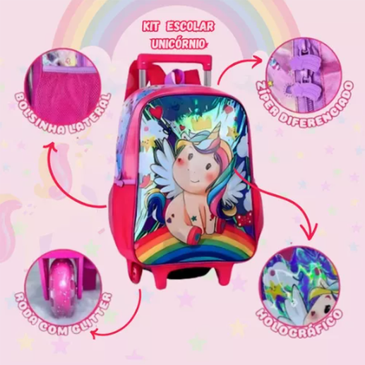 Conjunto escolar Unicórnio - Papelaria Encantada