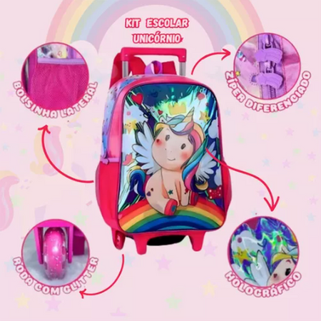Conjunto escolar Unicórnio - Papelaria Encantada