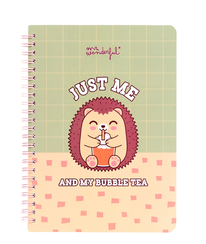 Caderno em Espiral A5 - Just me and my bubble tea - Mr wonderful