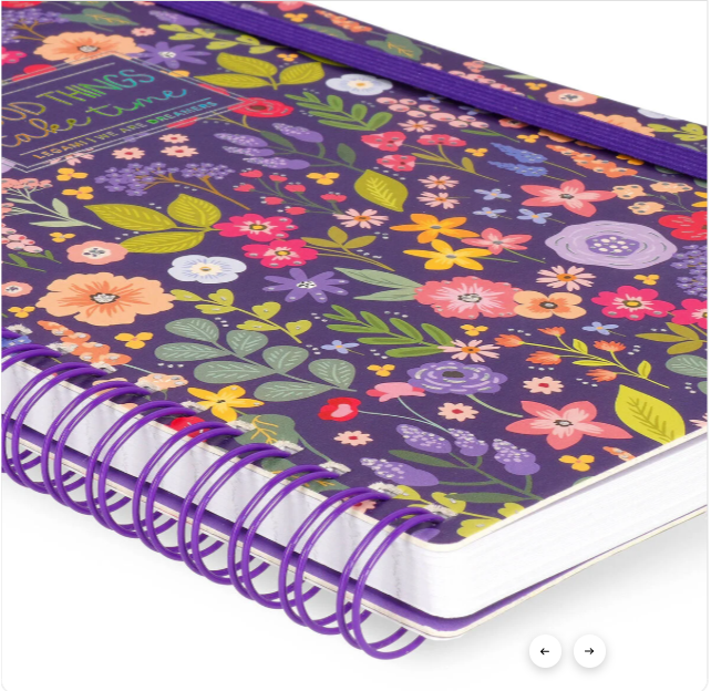 Caderno A5 com capa dura ilustrada - Flores - Bloco de notas - Encadernação em espiral legami