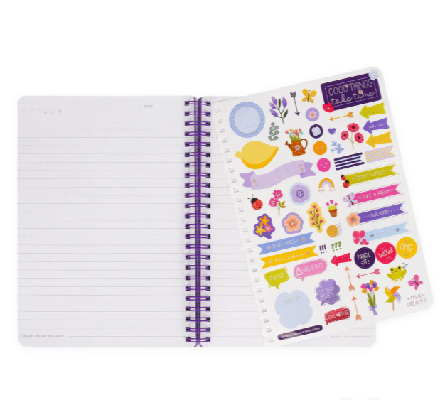 Caderno A5 com capa dura ilustrada - Flores - Bloco de notas - Encadernação em espiral legami