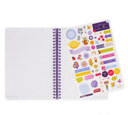 Caderno A5 com capa dura ilustrada - Flores - Bloco de notas - Encadernação em espiral legami