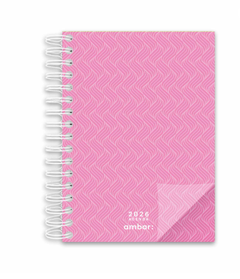 Agenda Diária A5 2026 Espiral Ambar Look Rosa