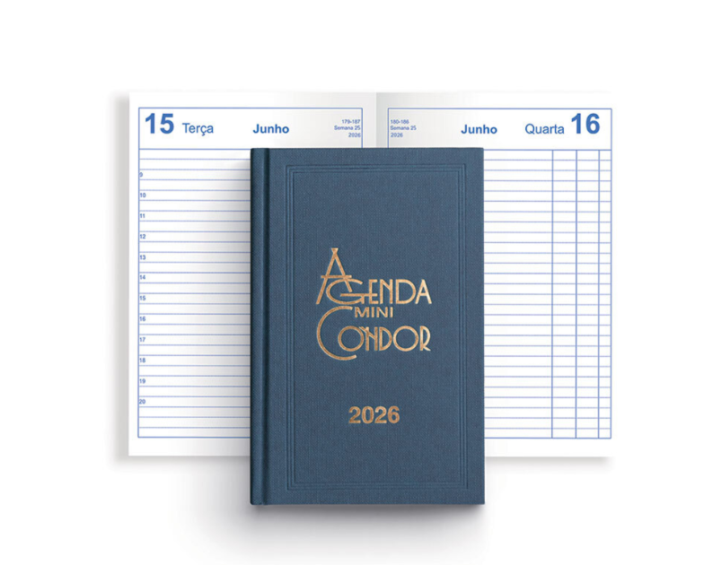 Agenda Diária Mini 2026 Condor, 100 x 160 mm, Azul