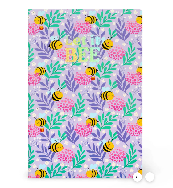 Caderno A5 em branco com capa dura ilustrada - Abelha Legami