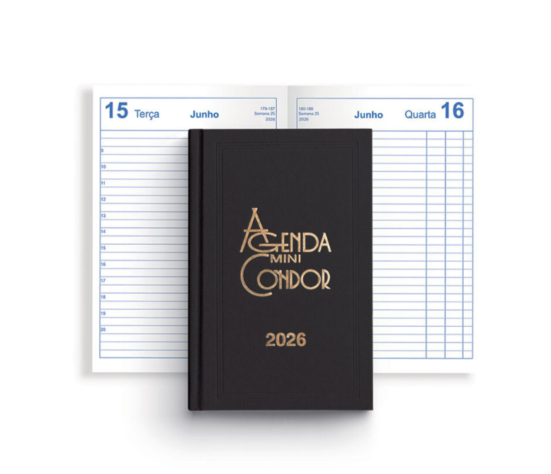 Agenda Diária Mini 2026 Condor, 100 x 160 mm Preta