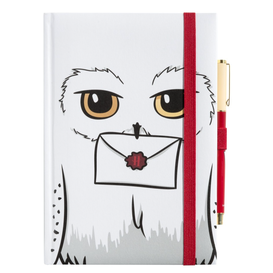 Caderno A5 premium com caneta Harry Potter hedwig