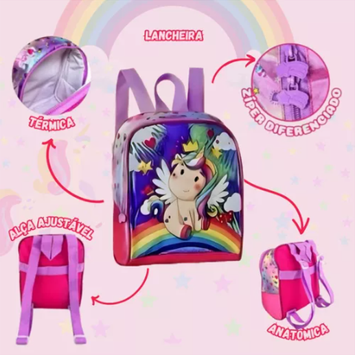 Conjunto escolar Unicórnio - Papelaria Encantada