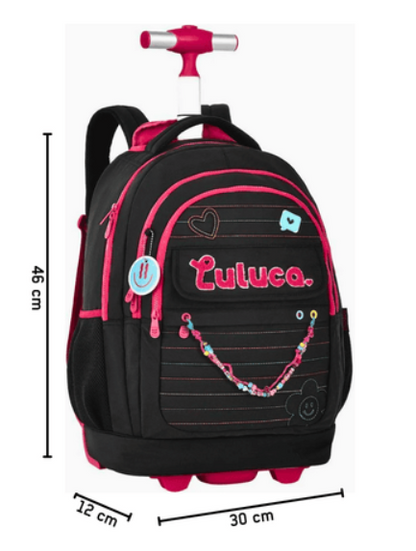 Mochila c/ trolley Luluca Preto 46cm