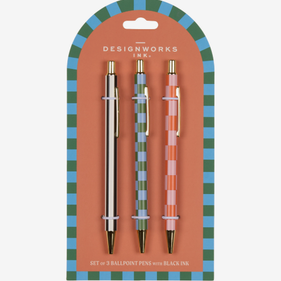 Conjunto de 3 canetas Stripes & Checks Designworks