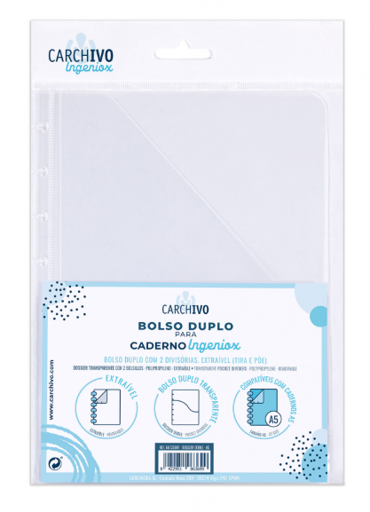 Bolsa Dupla Transparente P/Caderno A5 Ingeniox