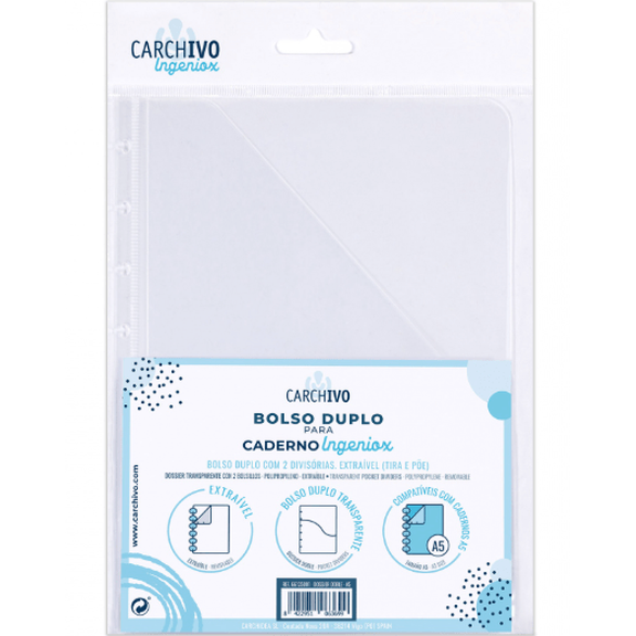 Bolsa Dupla Transparente P/Caderno A5 Ingeniox