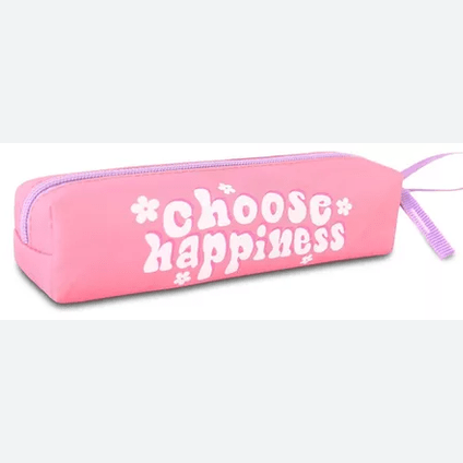 Conjunto escolar mochila rosa/azul + estojo choose happiness - Papelaria Encantada
