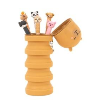 Conjunto de 6 esferográficas apagáveis Bo-Bo + estojo de silicone - Capivara