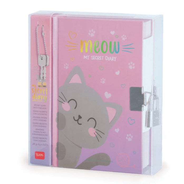 Diário Secreto com Cadeado - Meu Diário Secreto Gato Legami