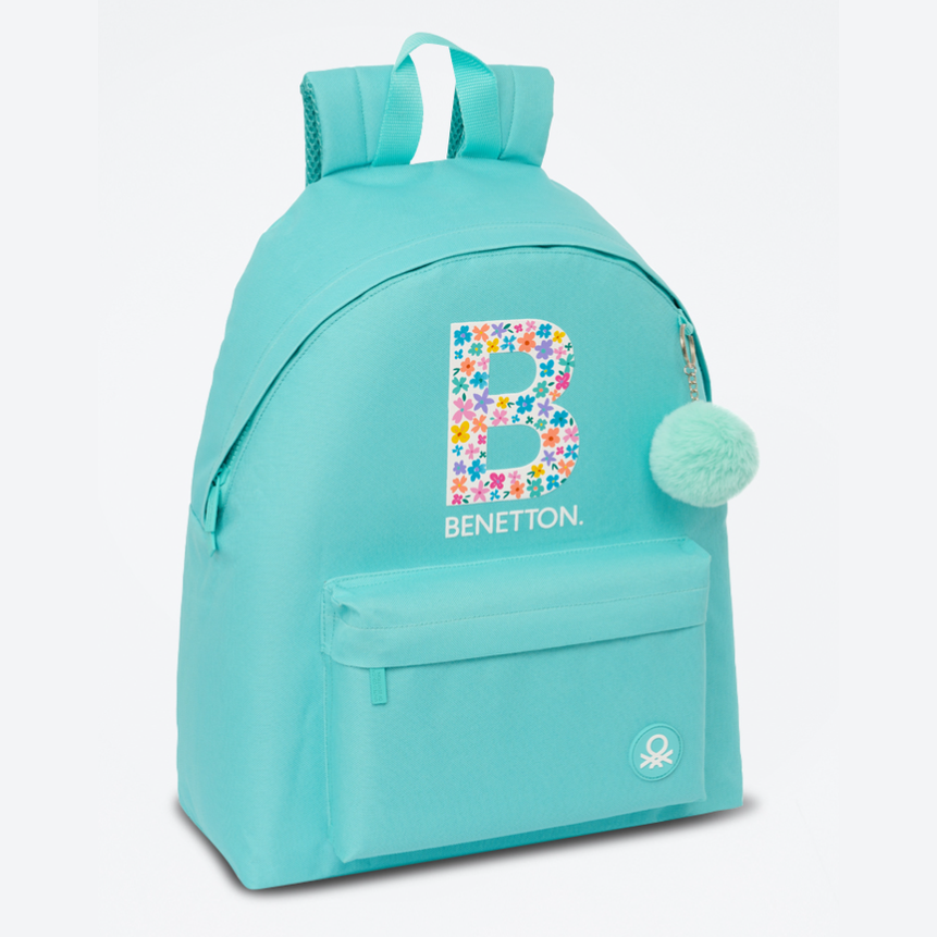 Mochila escolar Benetton turquesa 42CM