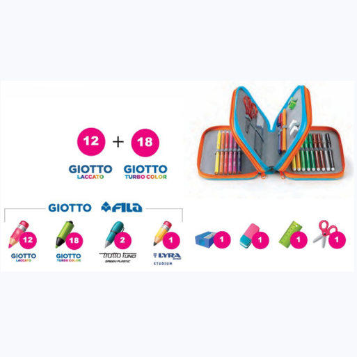 Estojo completo com 3 fechos Lilás pastel Favorit